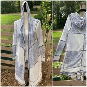 Soft Patchwork Duster Cardigan/ Swim Cover Up BLEU